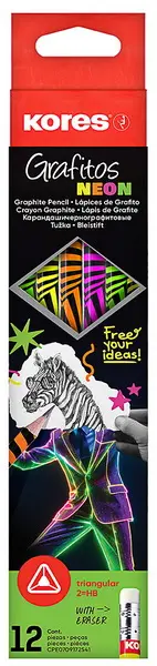 Tužka trojhranná Neon HB s pryží