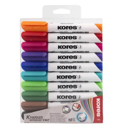 Popisovač na bílé tabule K-MARKER zkosený hrot sada 10 barev