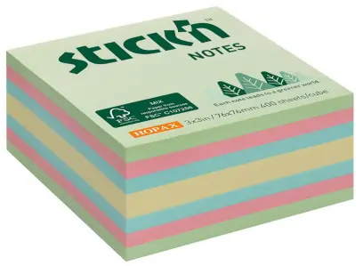 Blok samolepicí FSC 76 x 76 mm 400 ks pastelový lesní mix