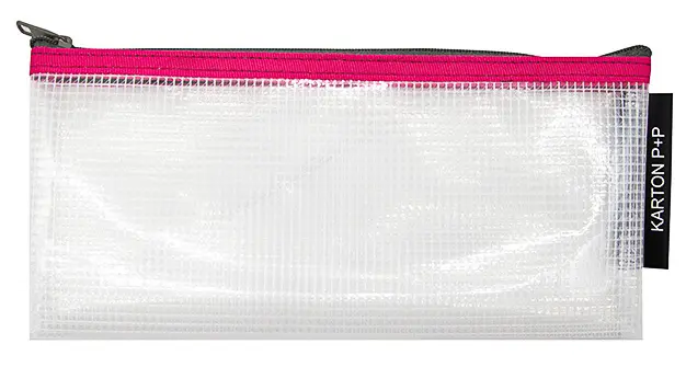 Obálka DL se zipem síťovaná transparentní s červeným lemem