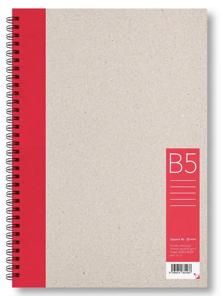Zápisník B5 linkovaný červený