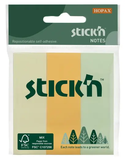 Záložka samolepicí 76 x 25 mm 3 x 50 ks papírová FSC  pastelový mix