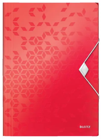 Mapa 3 klopá s gumou PP Leitz Wow červená