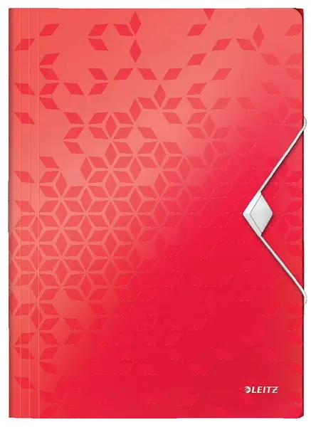 Mapa 3 klopá s gumou PP Leitz Wow červená