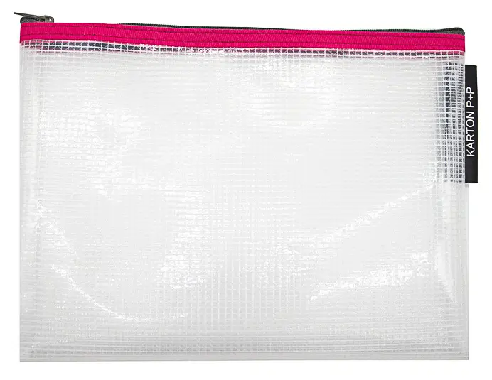 Obálka A5 se zipem síťovaná transparentní s červeným lemem