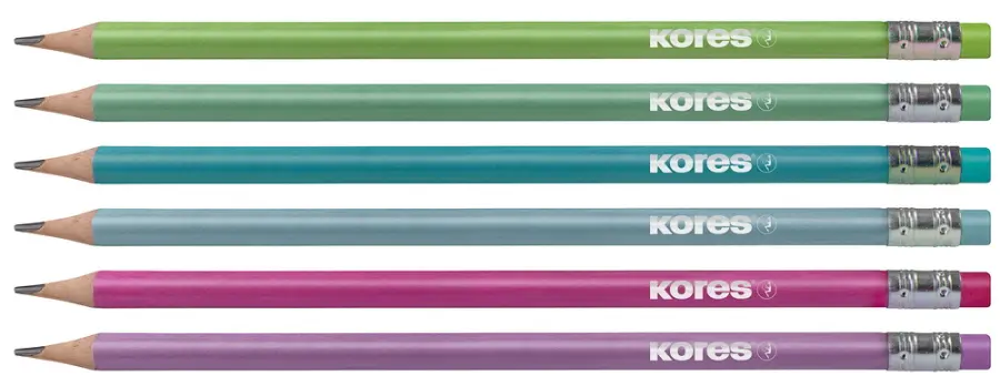 Tužky trojhranné Grafitos Style s pryží HB metalické barvy 6ks