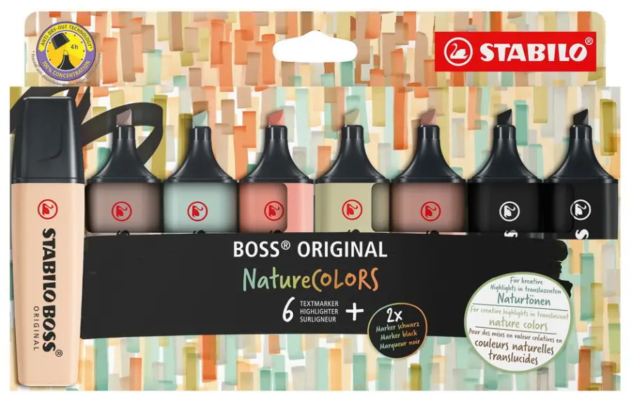 Zvýrazňovač Stabilo Boss Original NatureCOLORS sada 8ks