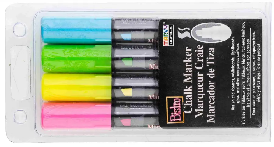 Popisovač křídový Marvy 483-4H sada fluorescenčních barev seříznutý hrot 4ks