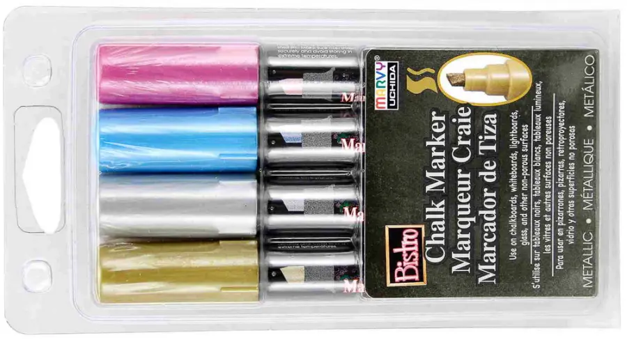 Popisovač křídový Marvy 483-4M sada metalických barev seříznutý hrot 4ks