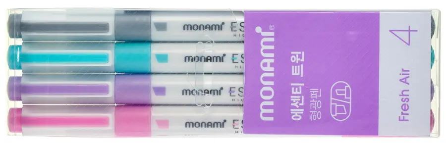 Zvýrazňovače Essenti oboustranné sada Fresh Air 4 ks