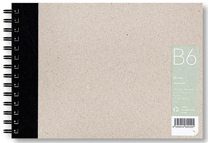 Skicák s recyklovaným papírem B6 30 listů