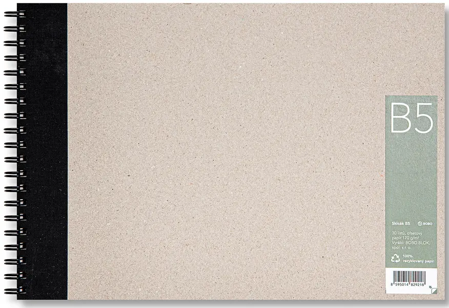 Skicák s recyklovaným papírem B5 30 listů