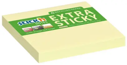 Blok samolepicí 76x76 mm silně lepicí pastel žlutý 90 lístků