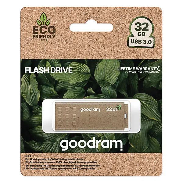 Flash disk 32 GB Goodram ECO FRIENDLY hnědý s krytkou