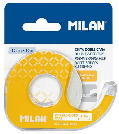 Páska lepicí 15 mm x 10 m MILAN oboustranná s odvíječem