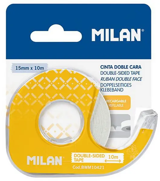 Páska lepicí 15 mm x 10 m MILAN oboustranná s odvíječem