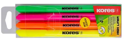 Zvýrazňovač HIGH LINER, mix 4 barev (žlutá, oranžová, růžová, zelená)