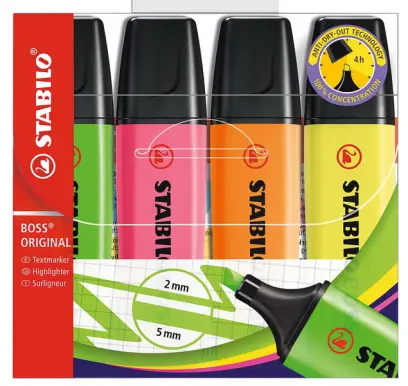 Zvýrazňovač Stabilo Boss sada 4ks