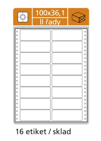 Etikety tabelační 100x36,1 mm 2 sloupce, 25 archů 400 etiket 8 řad
