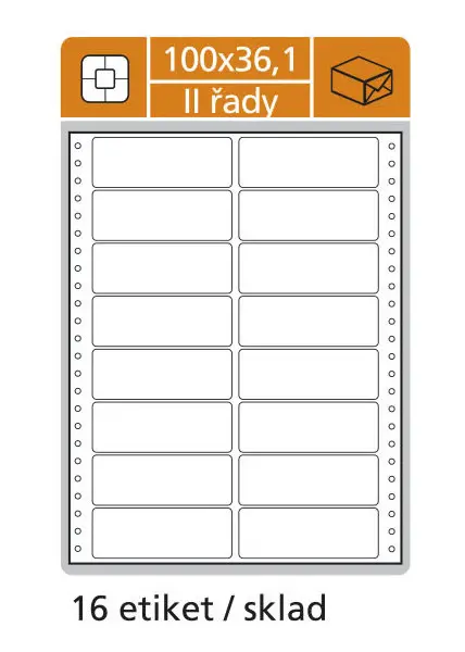 Etikety tabelační 100x36,1 mm 2 sloupce, 25 archů 400 etiket 8 řad