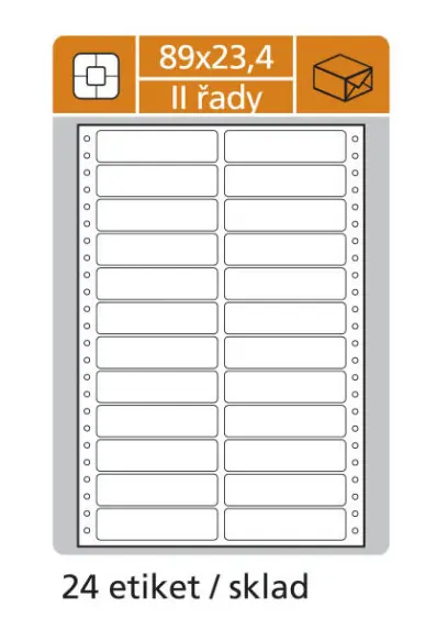 Etikety tabelační 89x23,4 mm 2 sloupce, 25 archů, 600 etiket