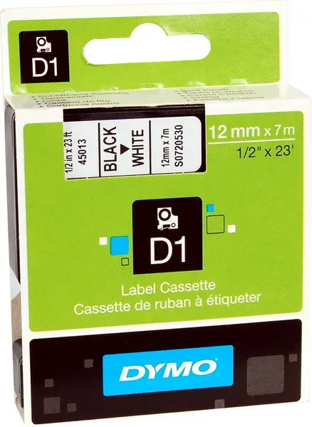 Páska D1 12 mm černo/bílá