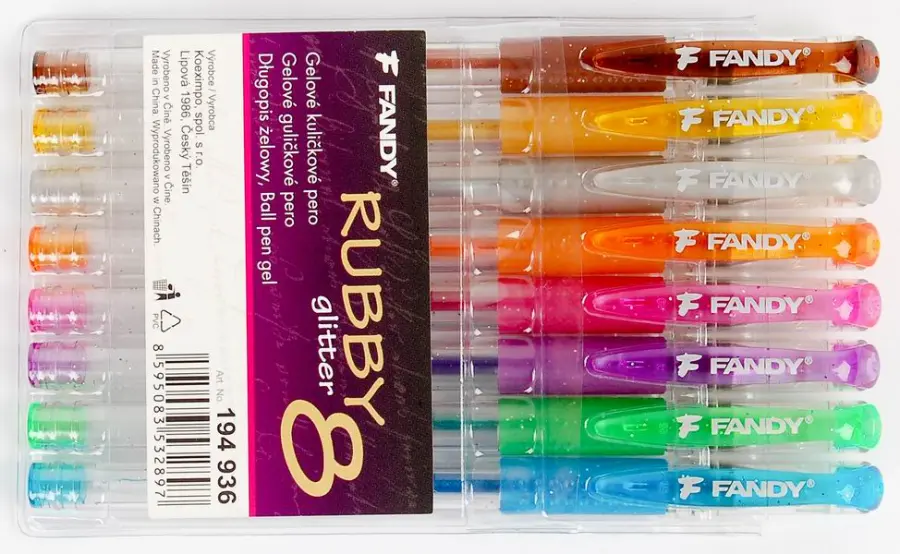 Pero gelové Rubby glitter 8 barev