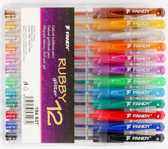 Pero gelové Rubby glitter 12 barev