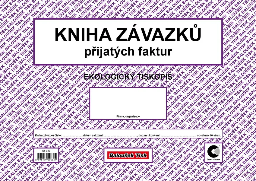 Kniha závazků A4 - přijatých faktur