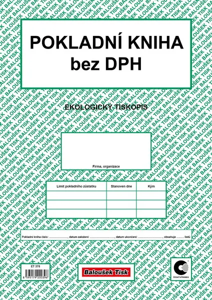 Kniha pokladní bez DPH