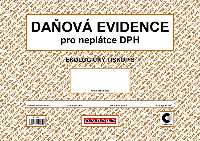 Evidence daňová A4 neplátce DPH oboustranný