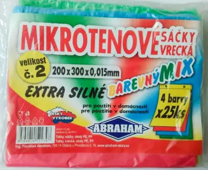 Sáček mikrotenový 200x300 mm 15 mic. 100 ks (4 barvy a 25 ks)