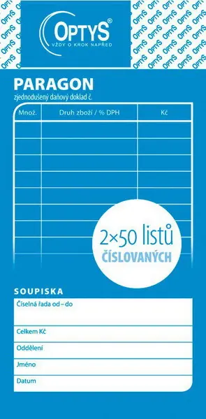Paragon daňový doklad 2x50 číslovaný