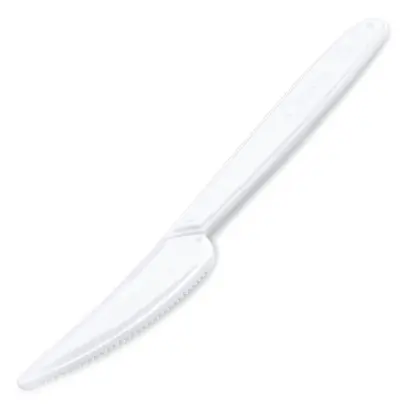 Nůž plastový 18,5 cm bílý znovu použitelný 50 ks