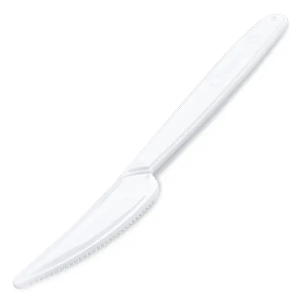 Nůž plastový 18,5 cm bílý znovu použitelný 50 ks