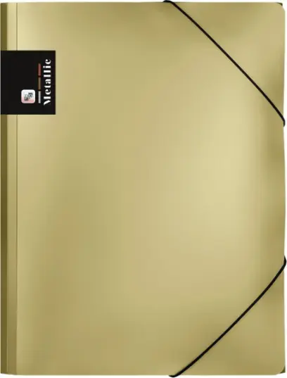 Mapa 3 klopá s gumou PP Metallic zlatá