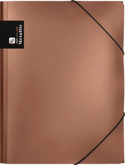 Mapa 3 klopá s gumou PP Metallic měděná