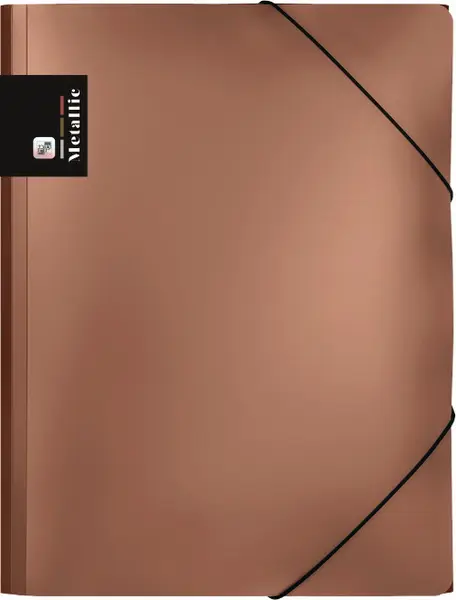 Mapa 3 klopá s gumou PP Metallic měděná