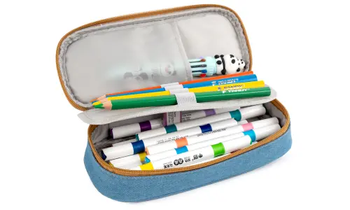 Penál etue Denim 2 světle modrý