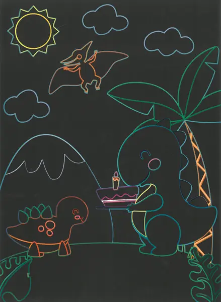 Obrázek škrabací Mark 9 ks 07 dinosaurus