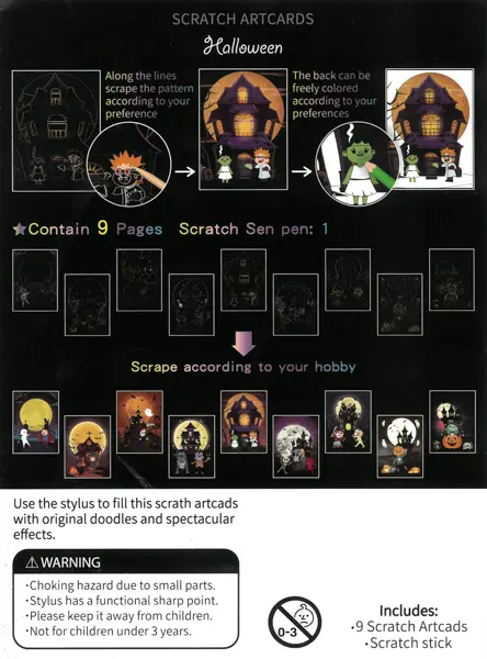 Obrázek škrabací Mark 9 ks 10 Halloween