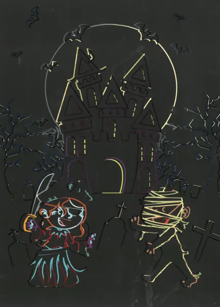 Obrázek škrabací Mark 9 ks 10 Halloween