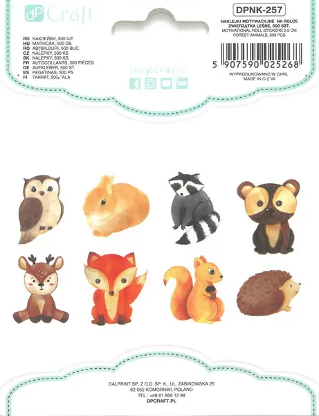 Samolepky papírové na rolce DPNK-257 lesní zvířátka DP