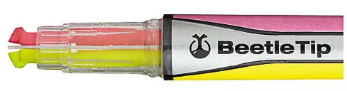 Zvýrazňovač Beetle dvoubarevný, žlutá a růžová