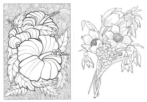 Omalovánka A5 antistresová Květiny